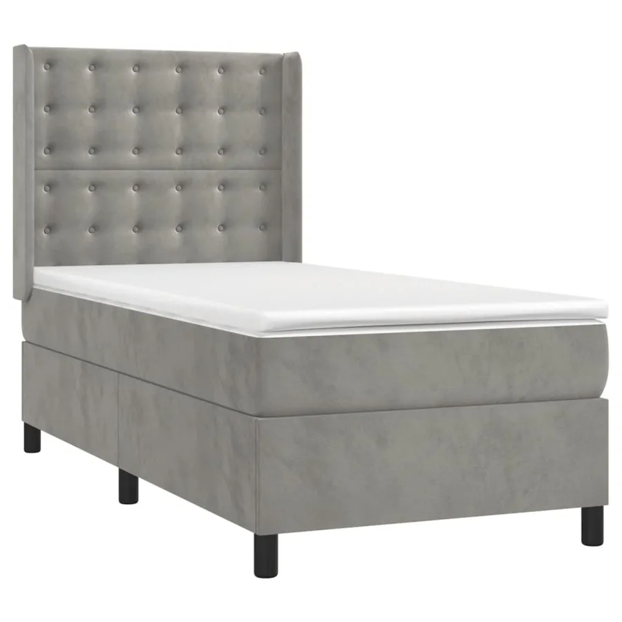 Sommier à lattes de lit et matelas Gris clair 90x190 cm Velours - 3