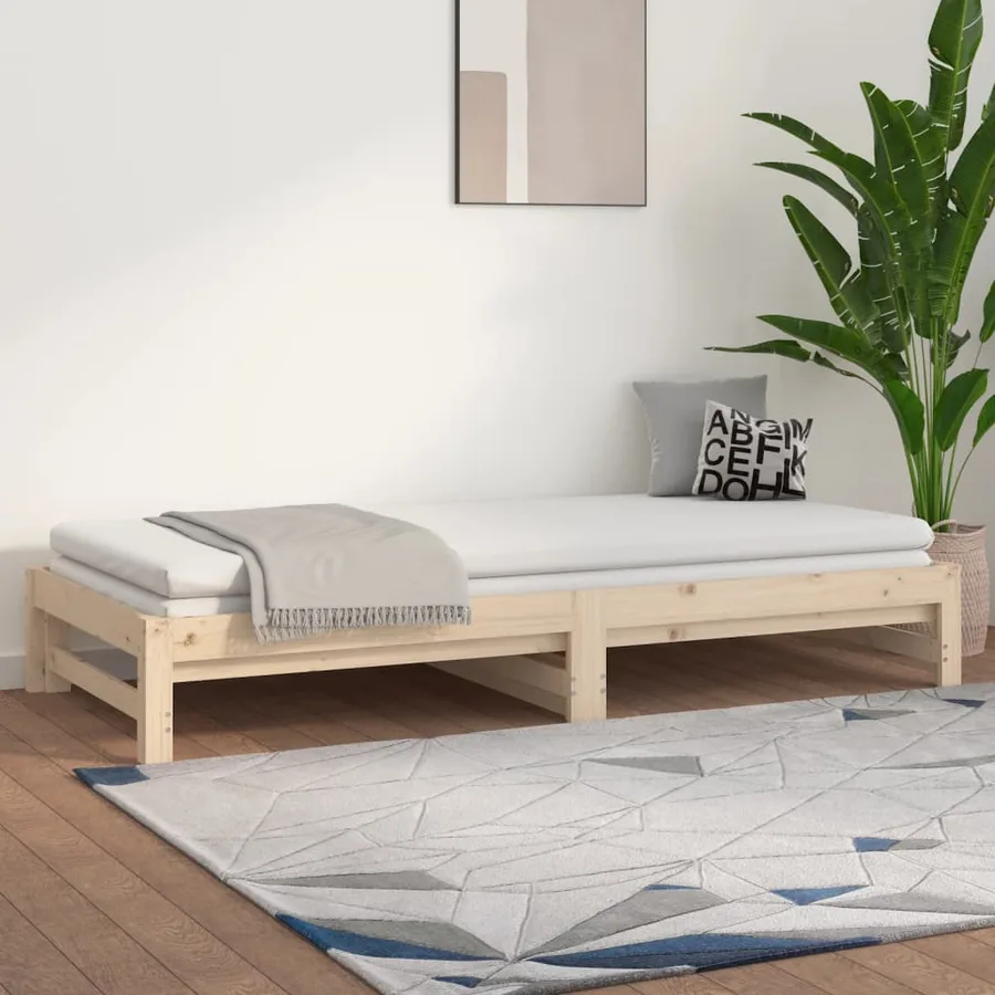 Lit coulissant sans matelas 2x(90x190) cm Bois de pin massif - 4