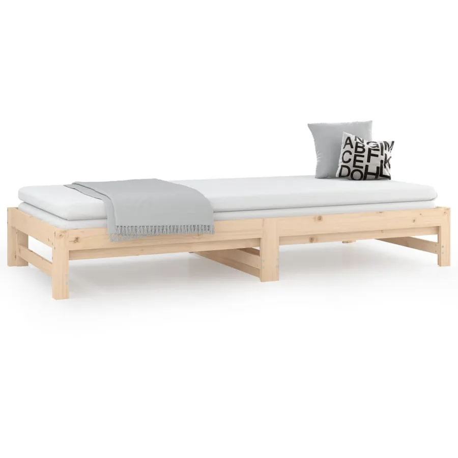 Lit coulissant sans matelas 2x(90x190) cm Bois de pin massif - 5