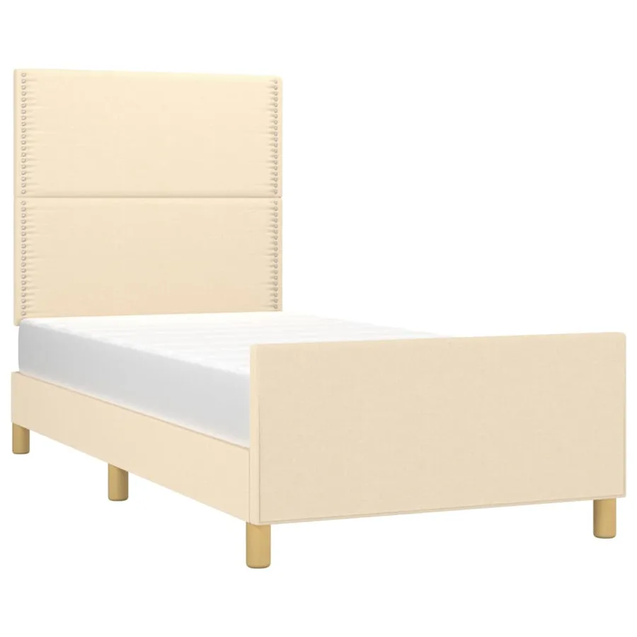 Cadre de lit sans matelas crème 90x190 cm tissu - 3