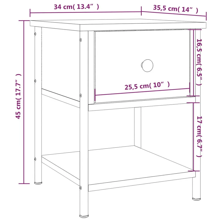 Tables de chevet 2 pcs sonoma gris 34x35,5x45cm bois ingénierie - 12
