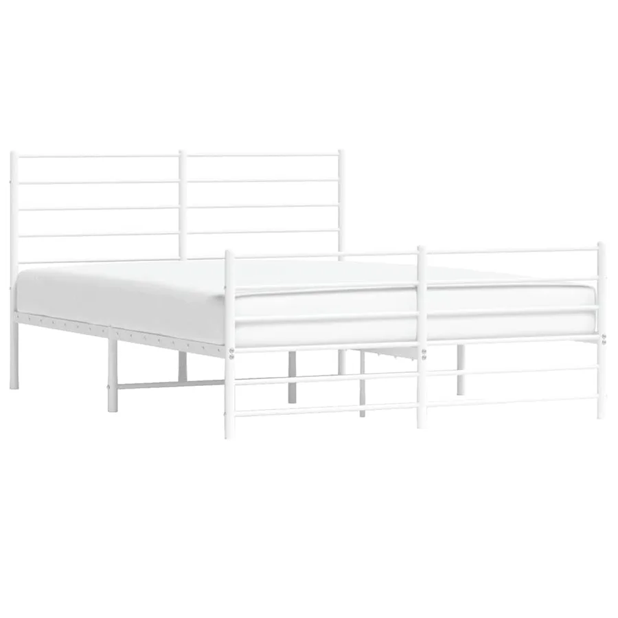 Cadre de lit métal sans matelas et pied de lit blanc 140x190 cm - 5