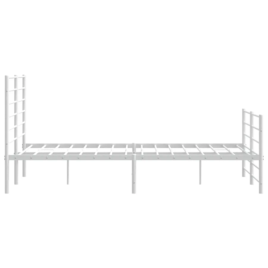 Cadre de lit métal sans matelas et pied de lit blanc 140x190 cm - 7