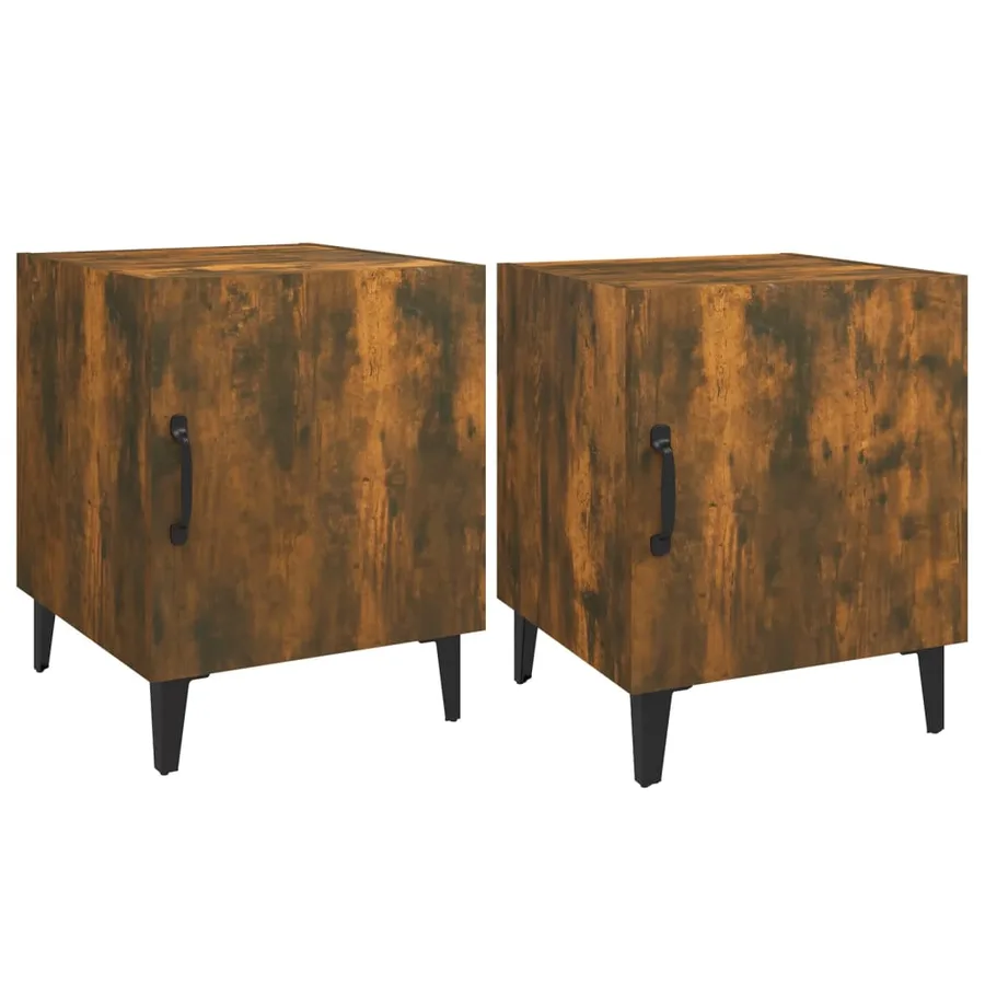 Tables de chevet 2 pcs Chêne fumé Bois d'ingénierie - 2