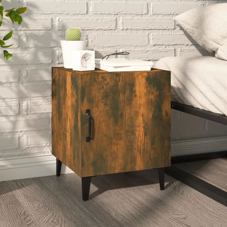 Tables de chevet 2 pcs Chêne fumé Bois d'ingénierie - 9