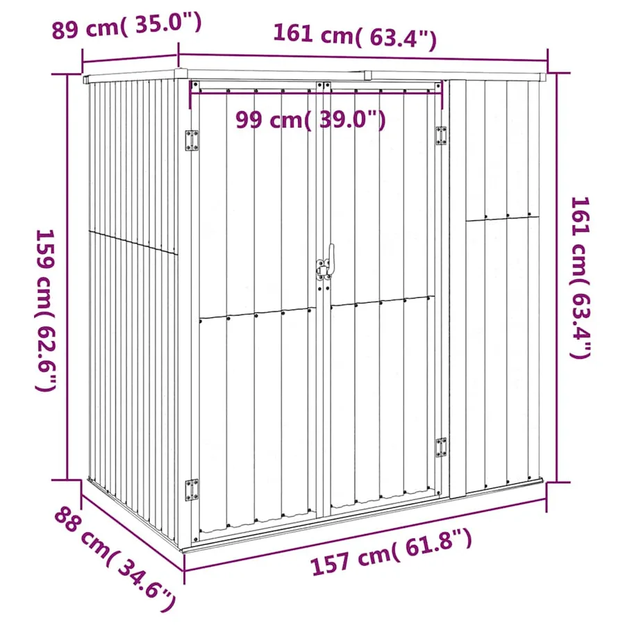 Abri à outils de jardin marron 161x89x161 cm acier galvanisé - 7