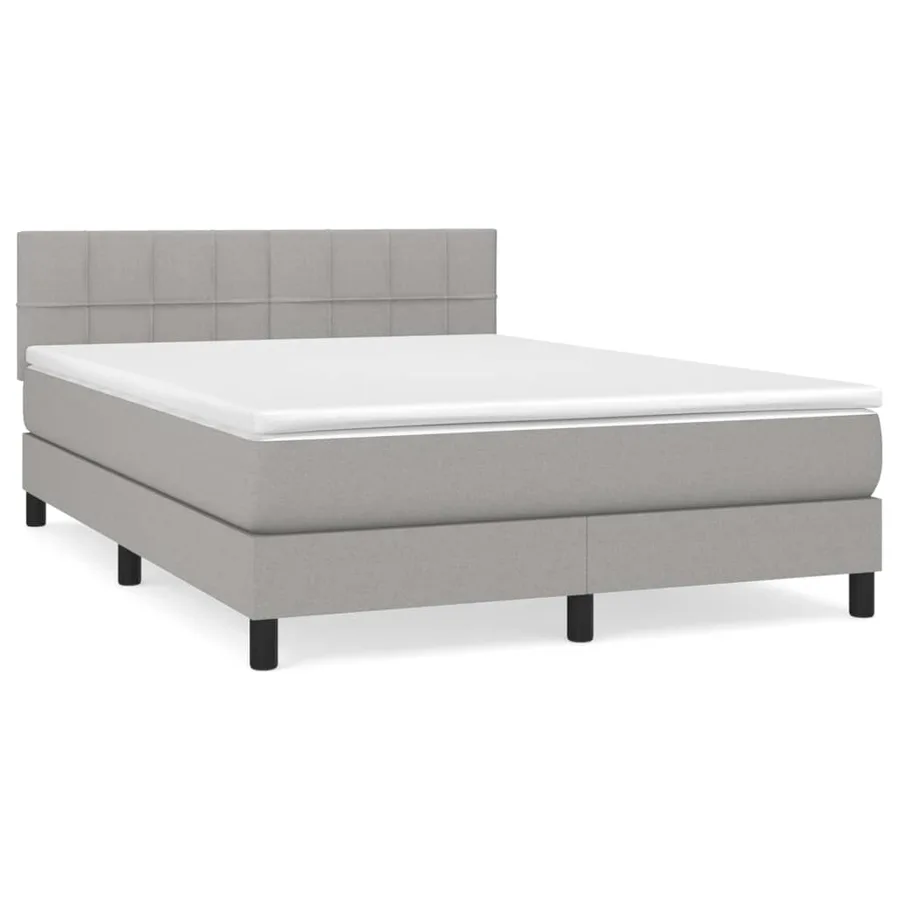 Sommier à lattes de lit avec matelas Gris clair 140x200cm Tissu - 2