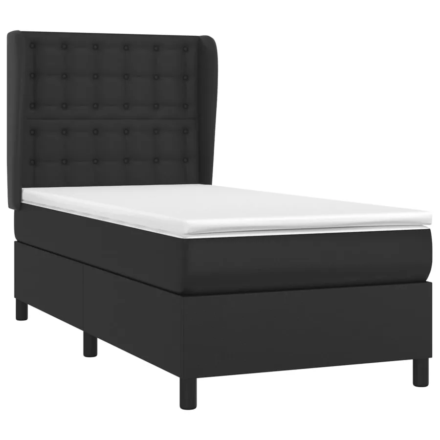 Sommier à lattes de lit avec matelas Noir 90x190 cm Similicuir - 3