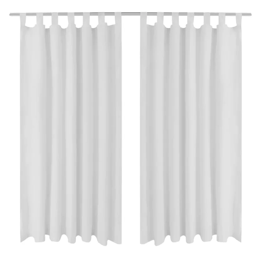 2 pcs Rideau à Passant Micro Satin Blanc 140 x 175 cm
