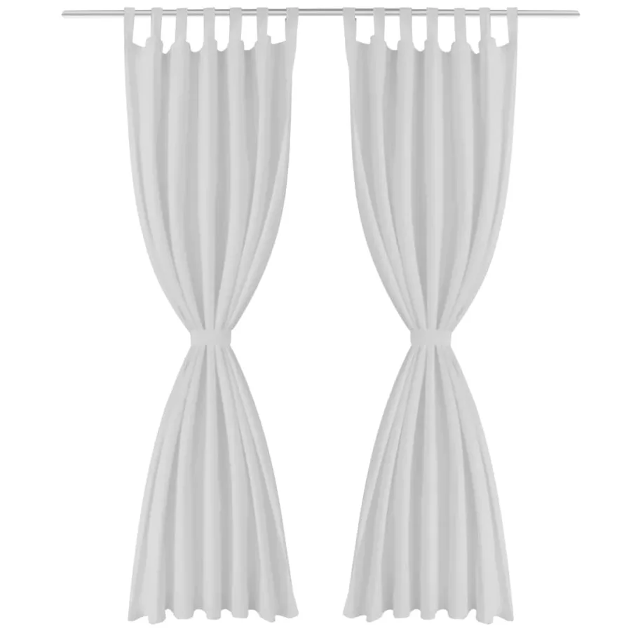 2 pcs Rideau à Passant Micro Satin Blanc 140 x 175 cm - 2