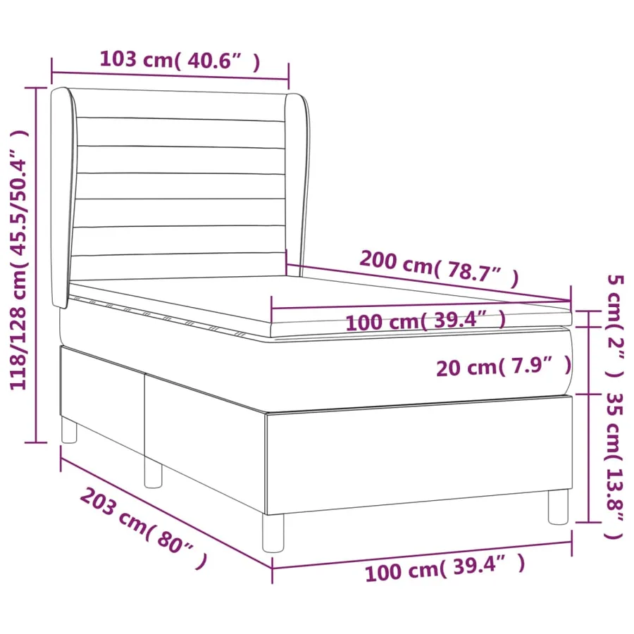 Sommier à lattes de lit avec matelas Rose 100x200 cm Velours - 7