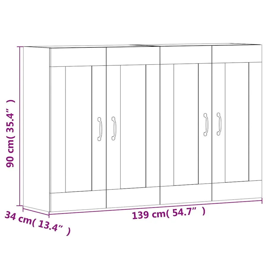 Armoires murales 2 pcs noir bois d'ingénierie - 12