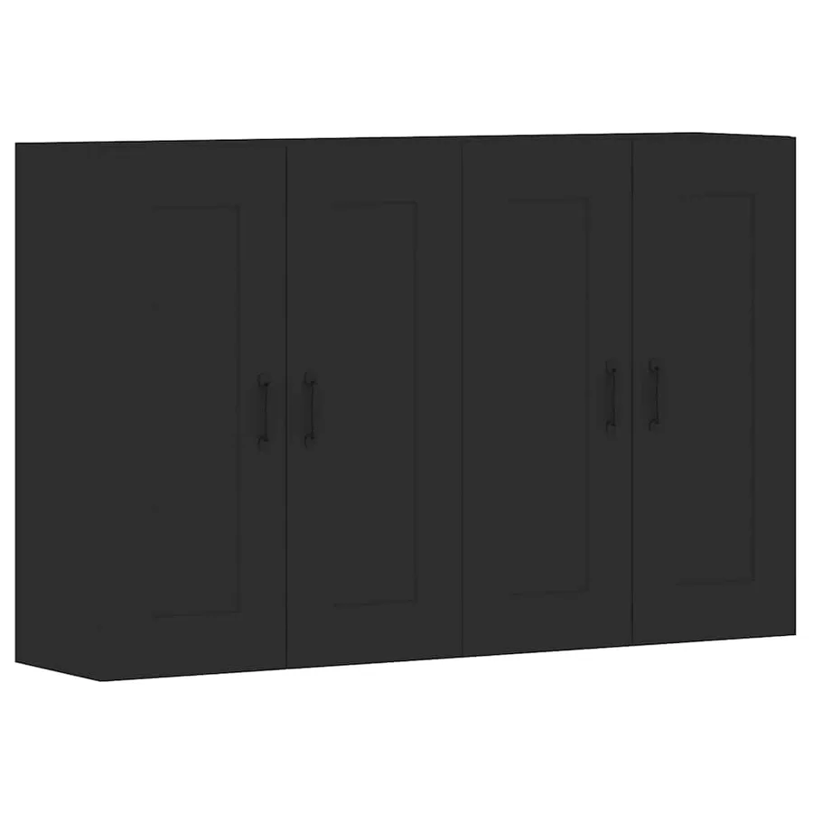 Armoires murales 2 pcs noir bois d'ingénierie - 2