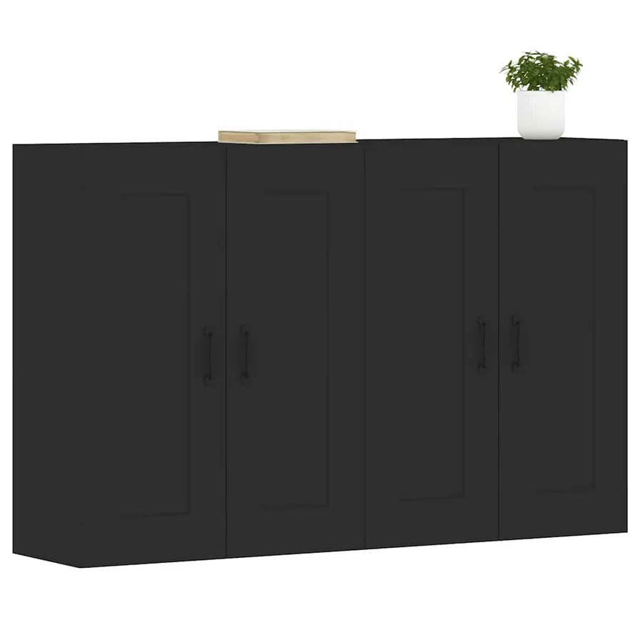 Armoires murales 2 pcs noir bois d'ingénierie - 3