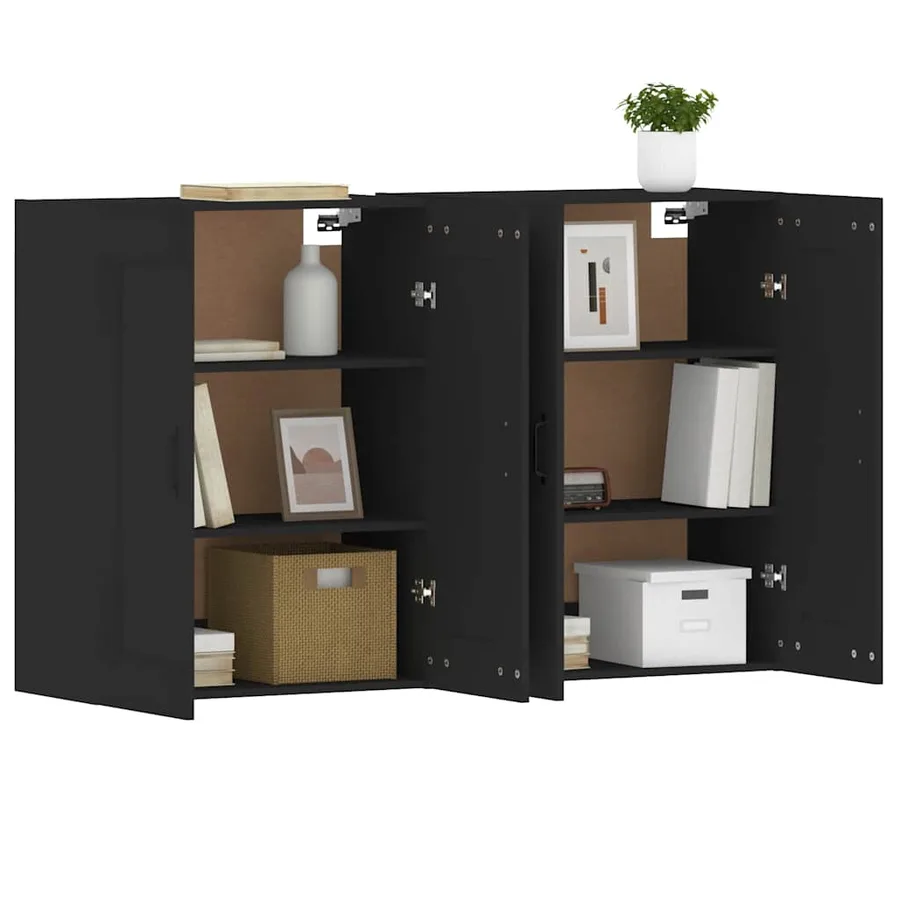 Armoires murales 2 pcs noir bois d'ingénierie - 4