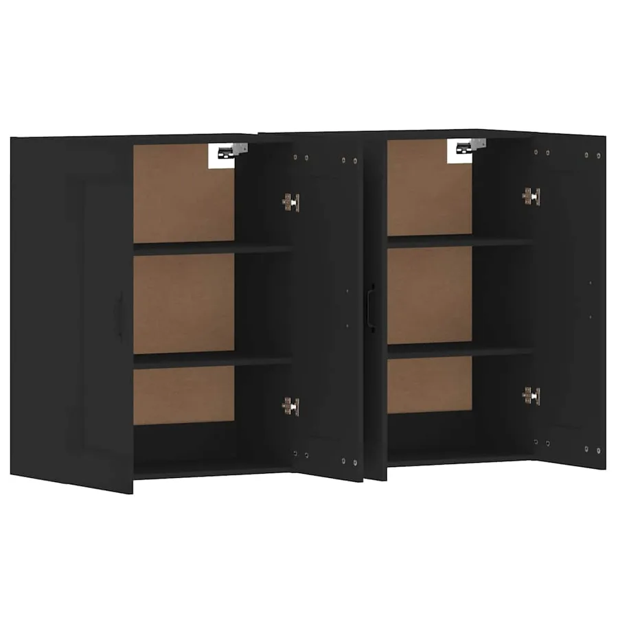 Armoires murales 2 pcs noir bois d'ingénierie - 5