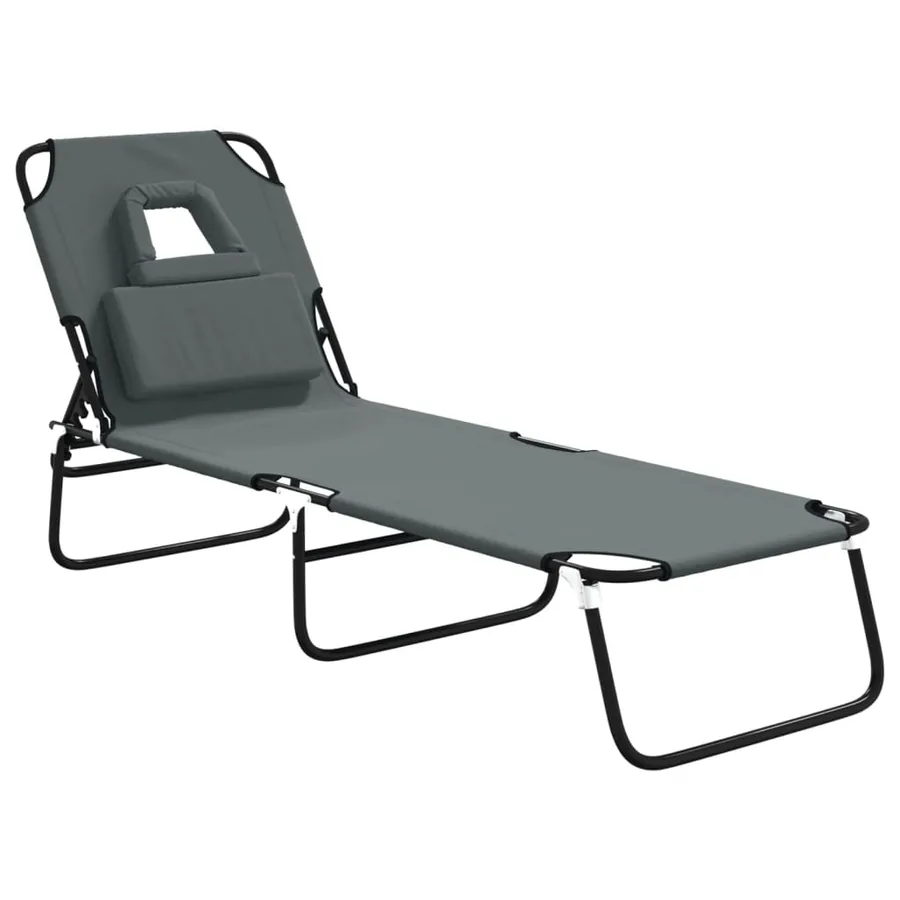 Chaise longue pliante rouge tissu oxford acier enduit de poudre - 24