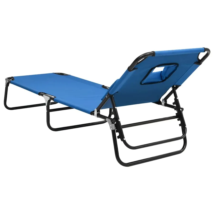 Chaise longue pliante rouge tissu oxford acier enduit de poudre - 49