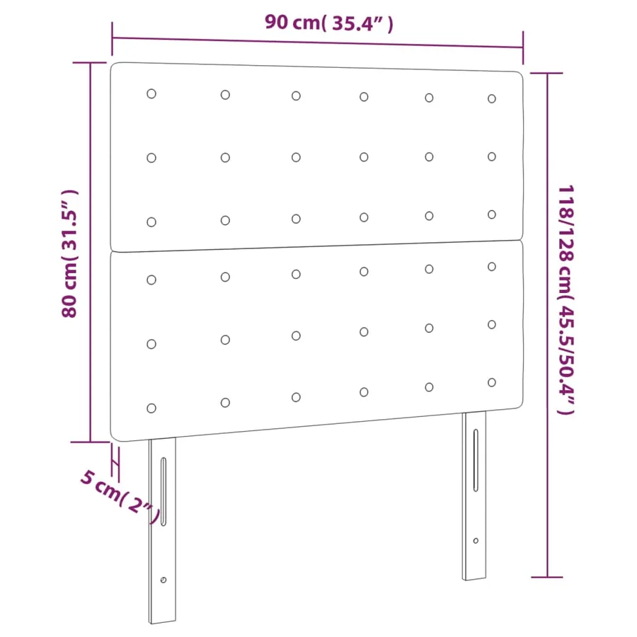 Tête de lit Gris clair 90x5x118/128 cm Velours - 8