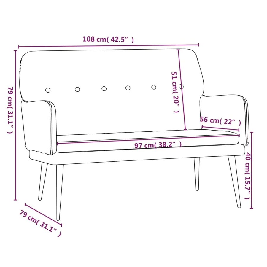 Banc Gris foncé 108x79x79 cm Velours - 8