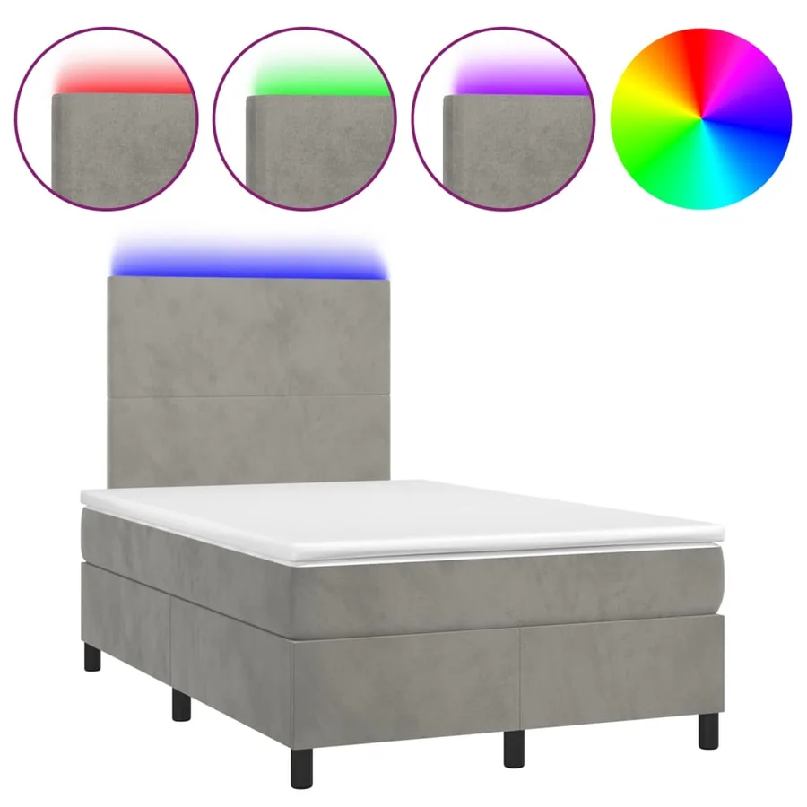 Sommier à lattes de lit avec matelas LED Gris clair 120x200 cm - 2
