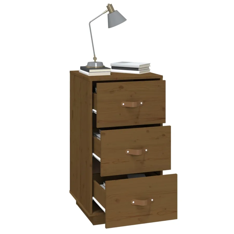 Table de chevet Marron miel 40x40x75 cm Bois de pin solide - 4