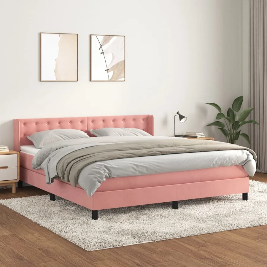 Sommier à lattes de lit avec matelas Rose 180x200 cm Velours