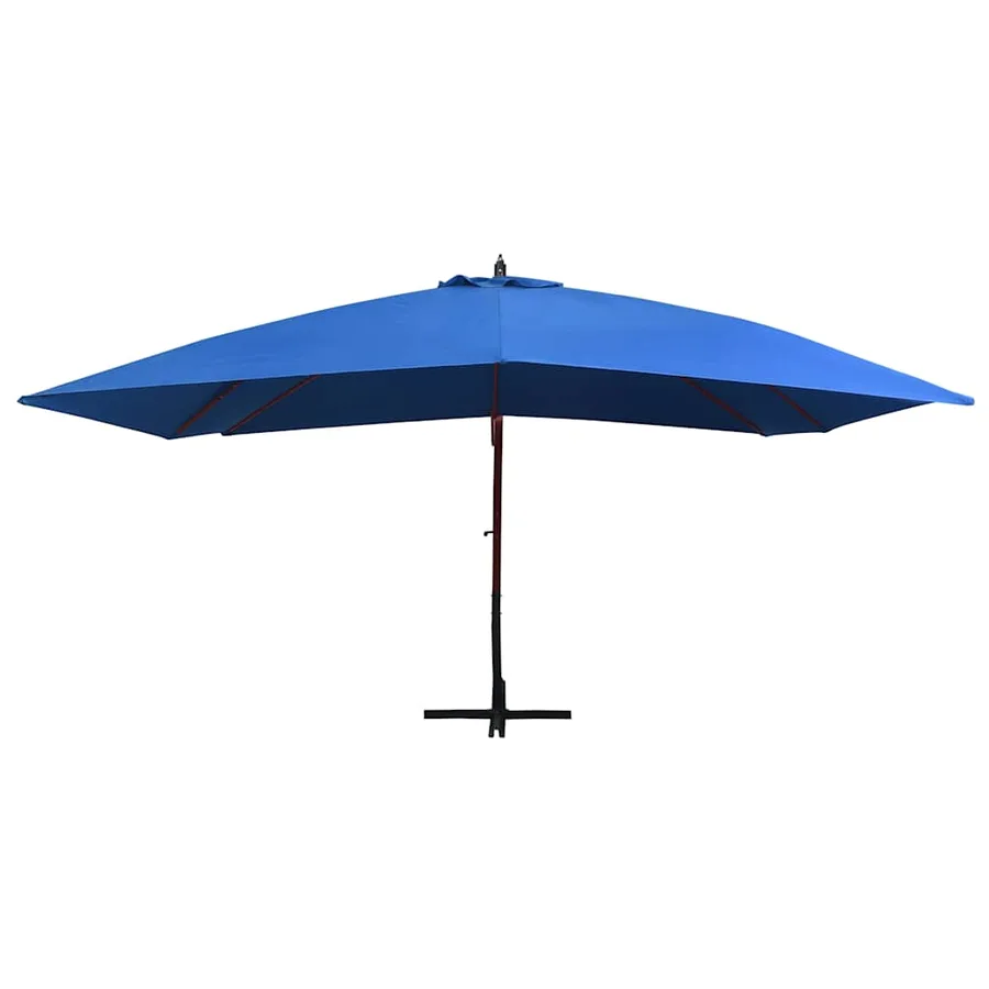 Parasol suspendu avec mât en bois 400x300 cm Bleu - 2