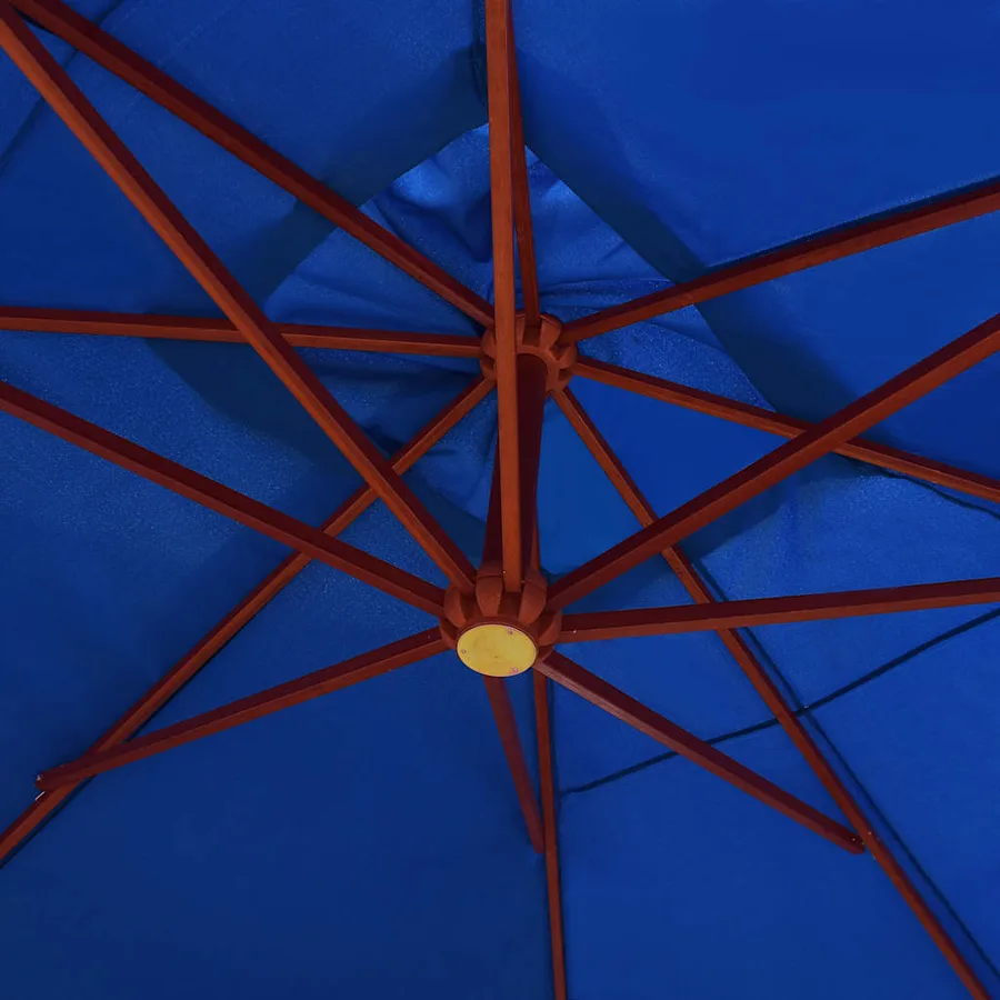 Parasol suspendu avec mât en bois 400x300 cm Bleu - 7