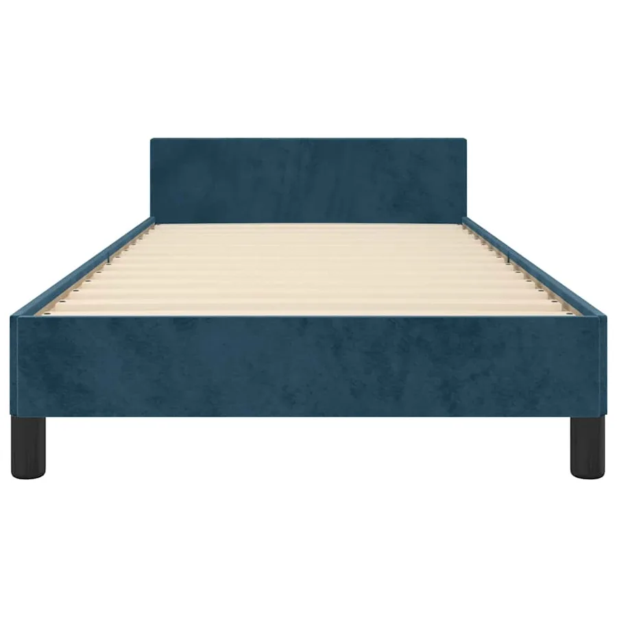 Cadre de lit sans matelas bleu foncé 100x200 cm velours - 6