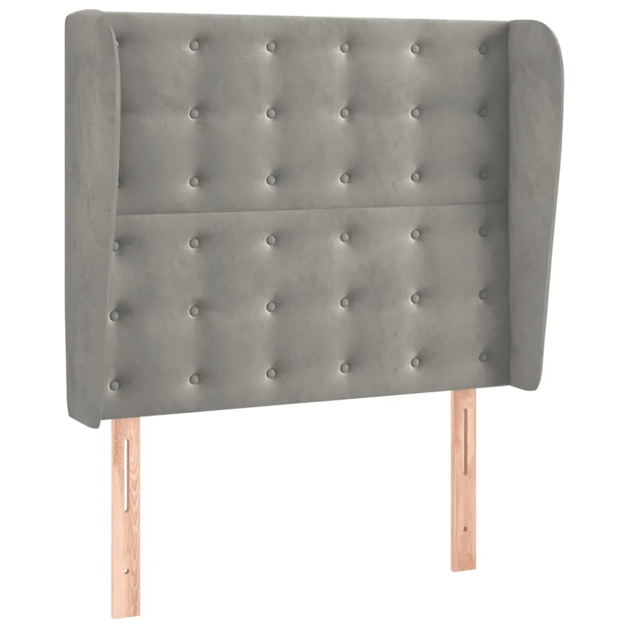 Tête de lit avec oreilles Gris clair 93x23x118/128 cm Velours - 2