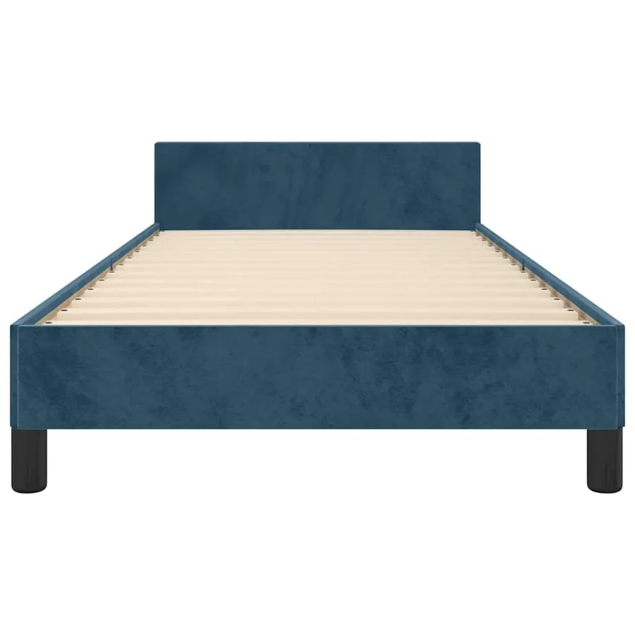 Cadre de lit sans matelas bleu foncé 100x200 cm velours - 5