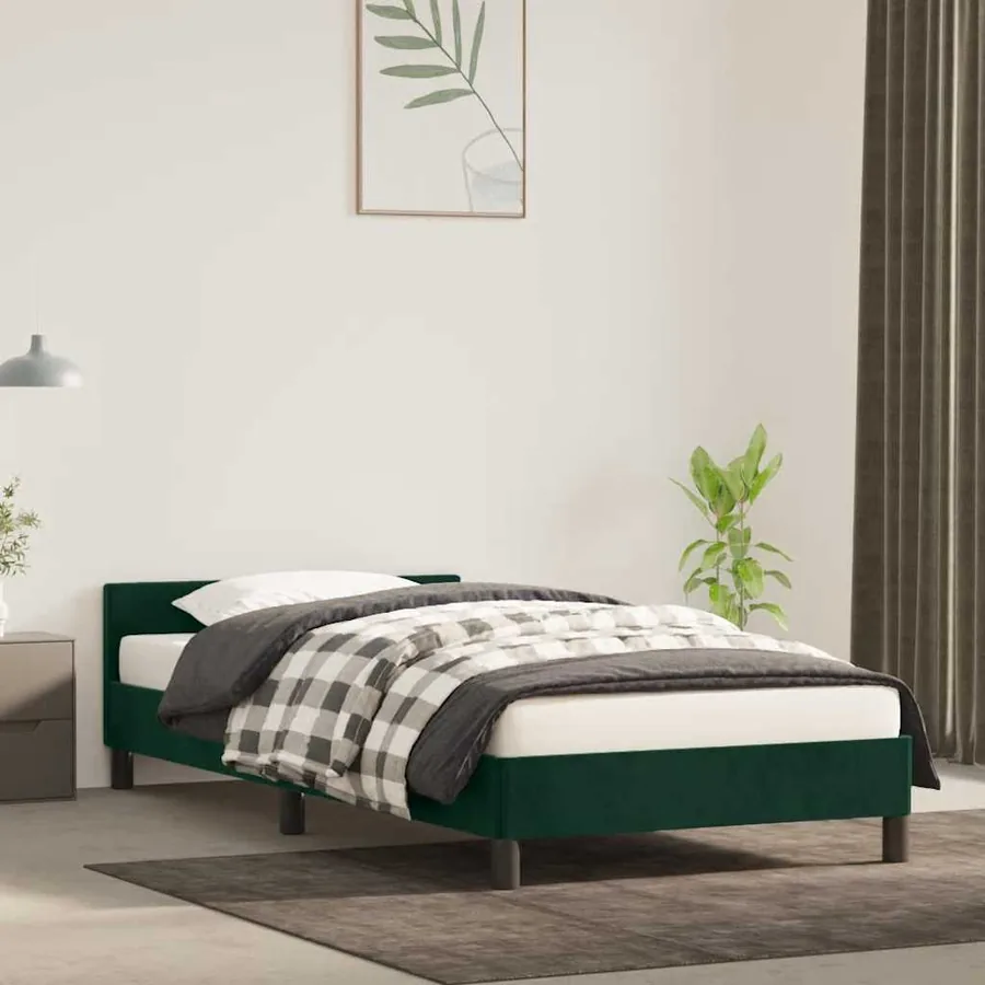 Cadre de lit sans matelas vert foncé 90x200 cm velours