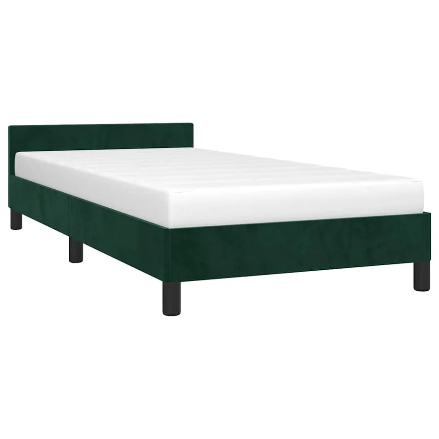 Cadre de lit sans matelas vert foncé 90x200 cm velours - 3