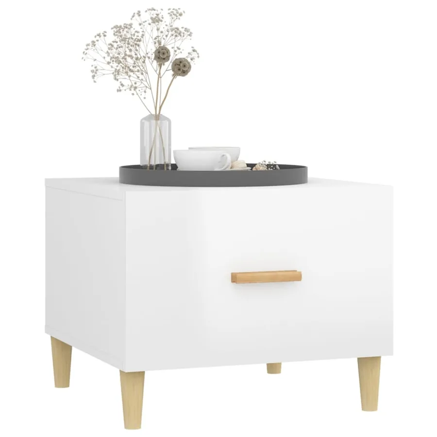 Table basse Blanc brillant 50x50x40 cm Bois d'ingénierie - 5