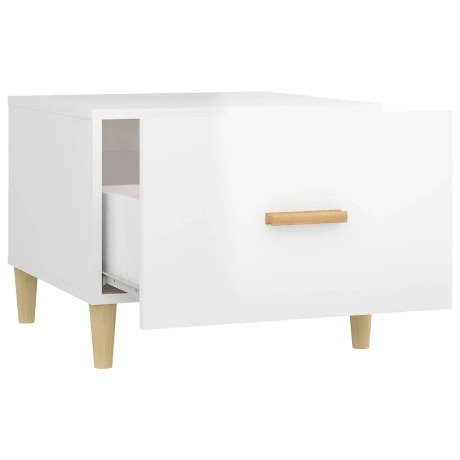 Table basse Blanc brillant 50x50x40 cm Bois d'ingénierie - 7