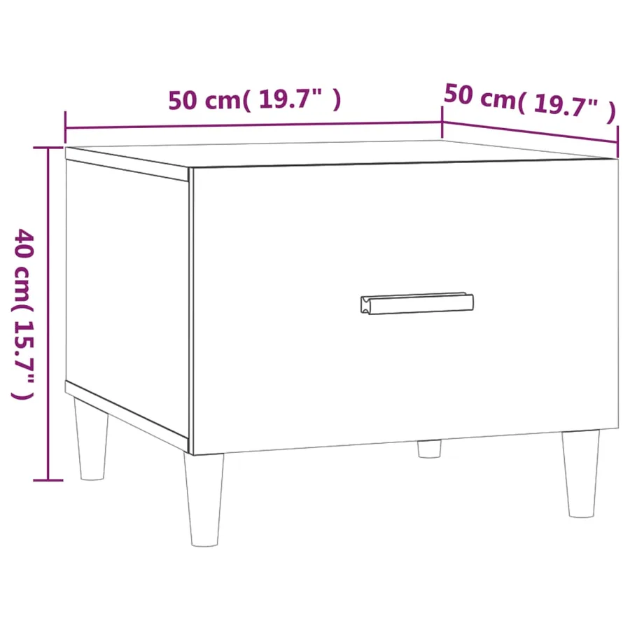 Table basse Blanc brillant 50x50x40 cm Bois d'ingénierie - 9
