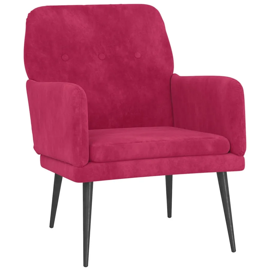 Fauteuil Rouge bordeaux 62x79x79 cm Velours - 2