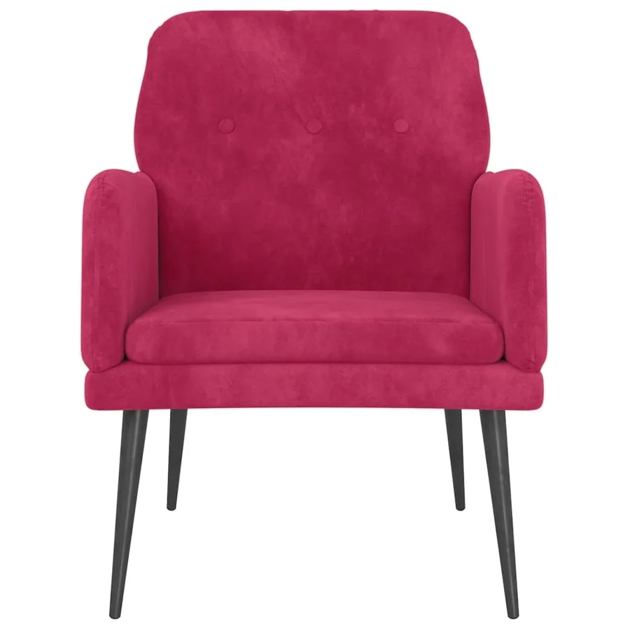 Fauteuil Rouge bordeaux 62x79x79 cm Velours - 3