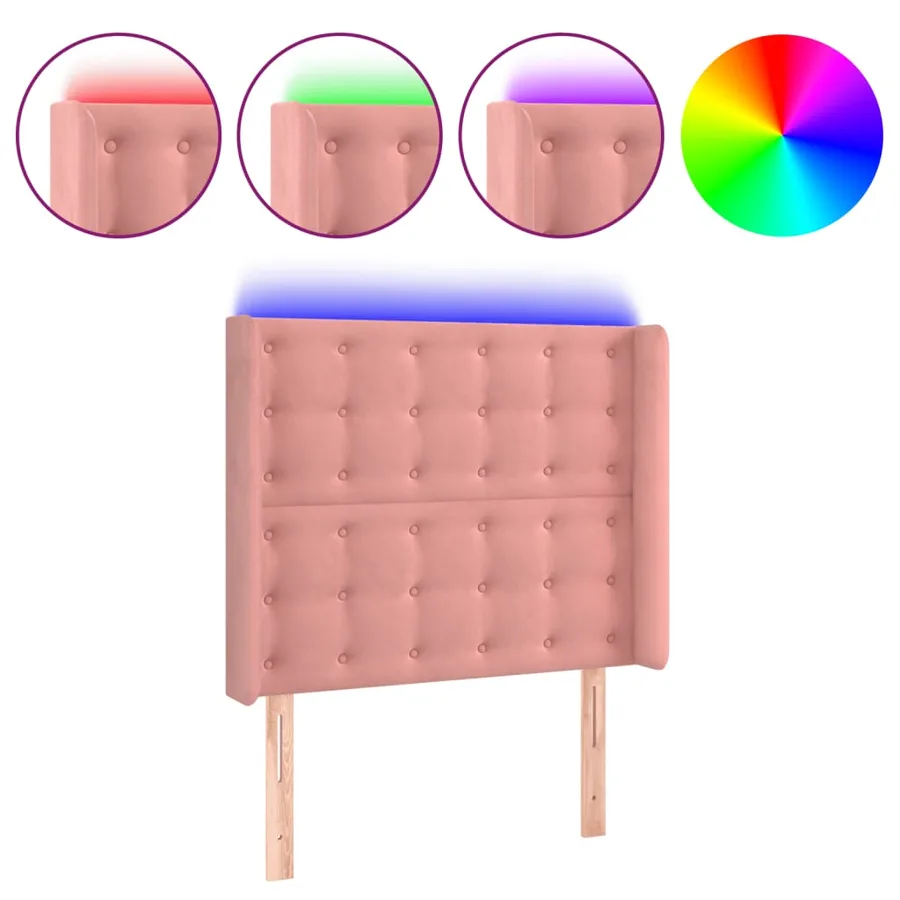 Tête de lit à LED Rose 93x16x118/128 cm Velours - 2