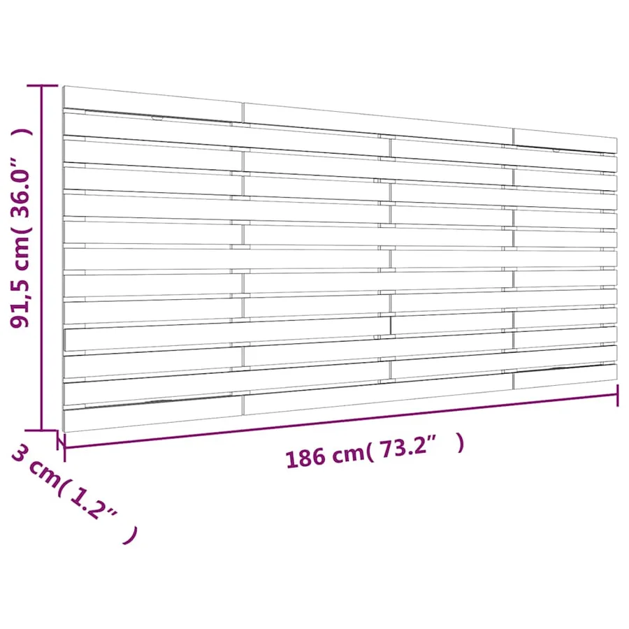 Tête de lit murale 186x3x91,5 cm Bois massif de pin - 8