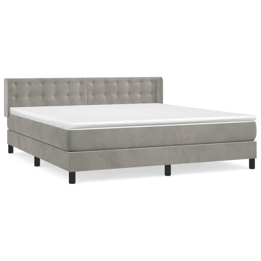 Sommier à lattes de lit et matelas Gris clair 180x200cm Velours - 2