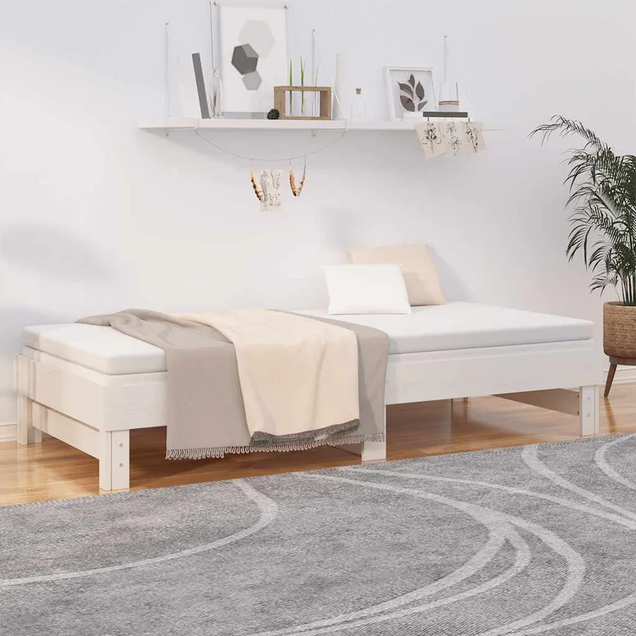 Lit coulissant sans matelas blanc 2x(80x200)cm - 4
