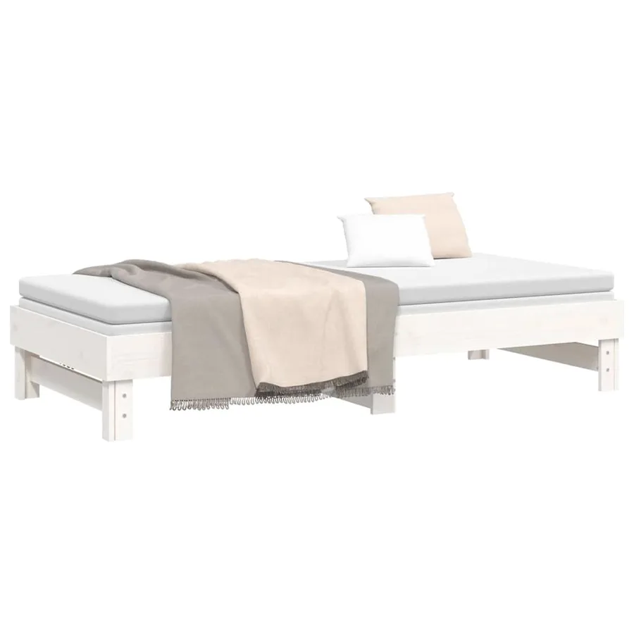 Lit coulissant sans matelas blanc 2x(80x200)cm - 6