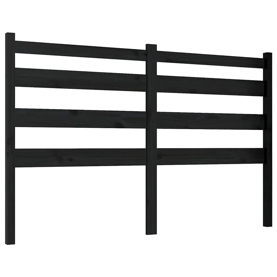 Tête de lit Noir 186x4x100 cm Bois massif de pin - 2