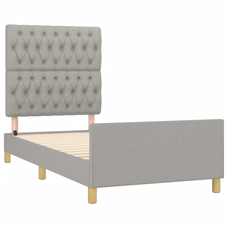 Cadre de lit sans matelas gris clair 100x200 cm tissu - 4