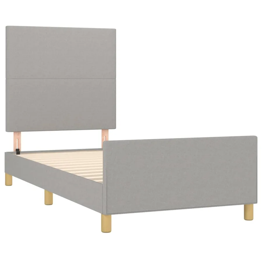 Cadre de lit sans matelas gris clair 100x200 cm tissu - 4