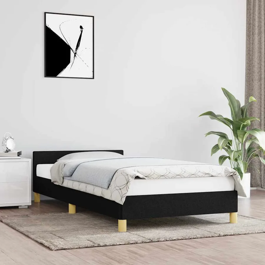 Cadre de lit sans matelas noir 100x200 cm tissu