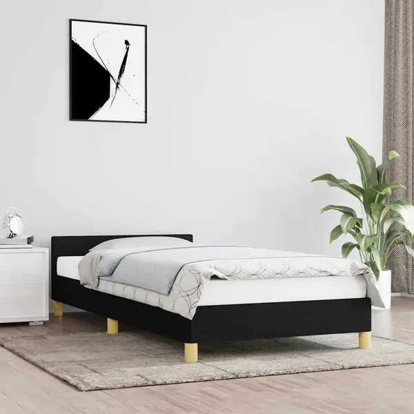 Cadre de lit sans matelas noir 100x200 cm tissu