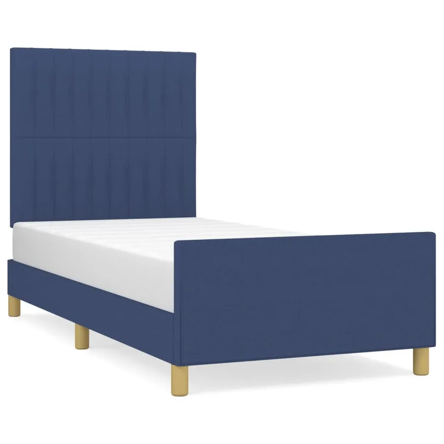 Cadre de lit sans matelas bleu 100x200 cm tissu - 2